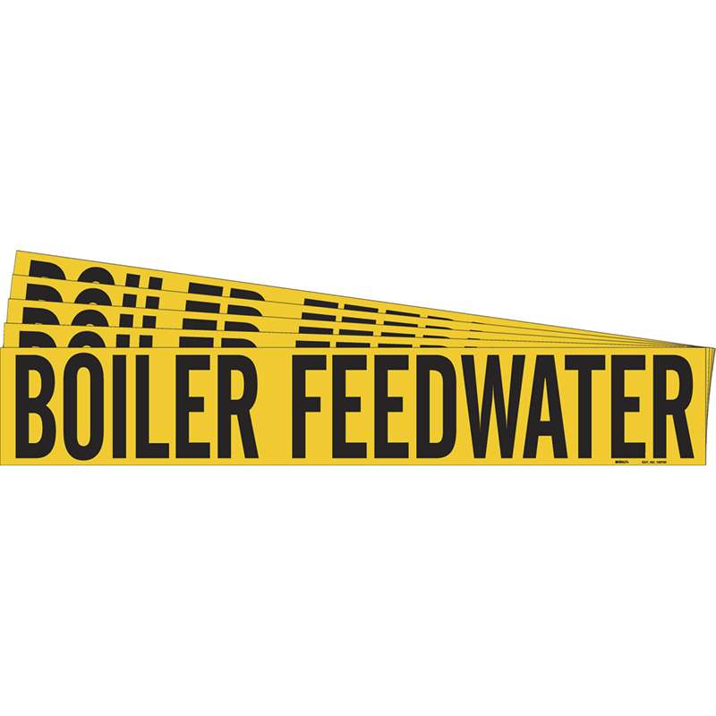 BOILER FEEDWATER Pipe Marker Style 1HV Black on Yellow 1 per Card, 5 PK
